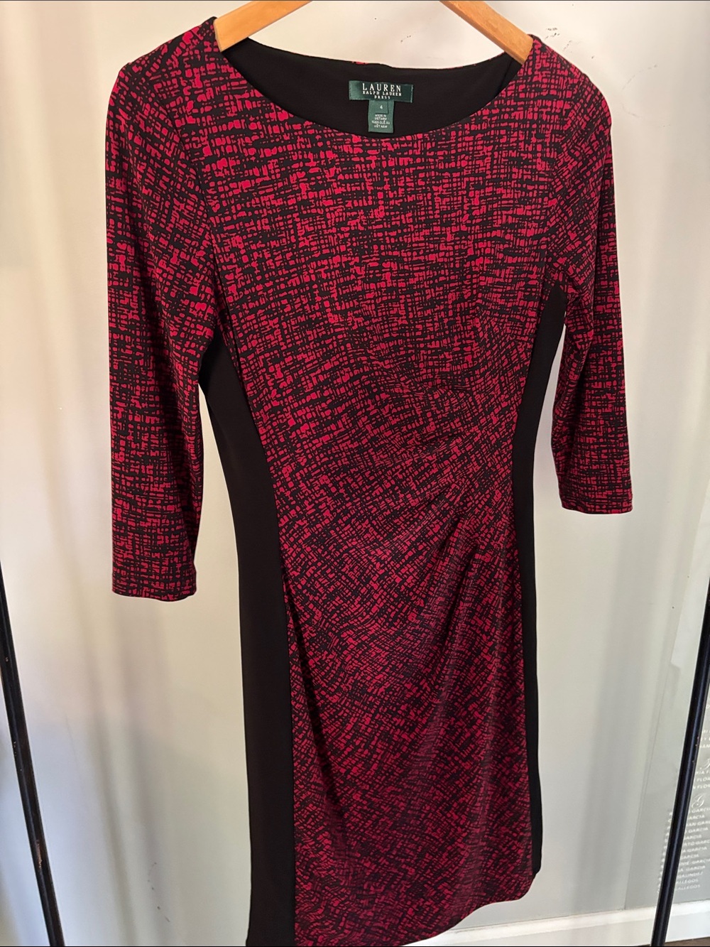 Lauren Ralph Lauren Pink and Black Patterned Sheath Dress